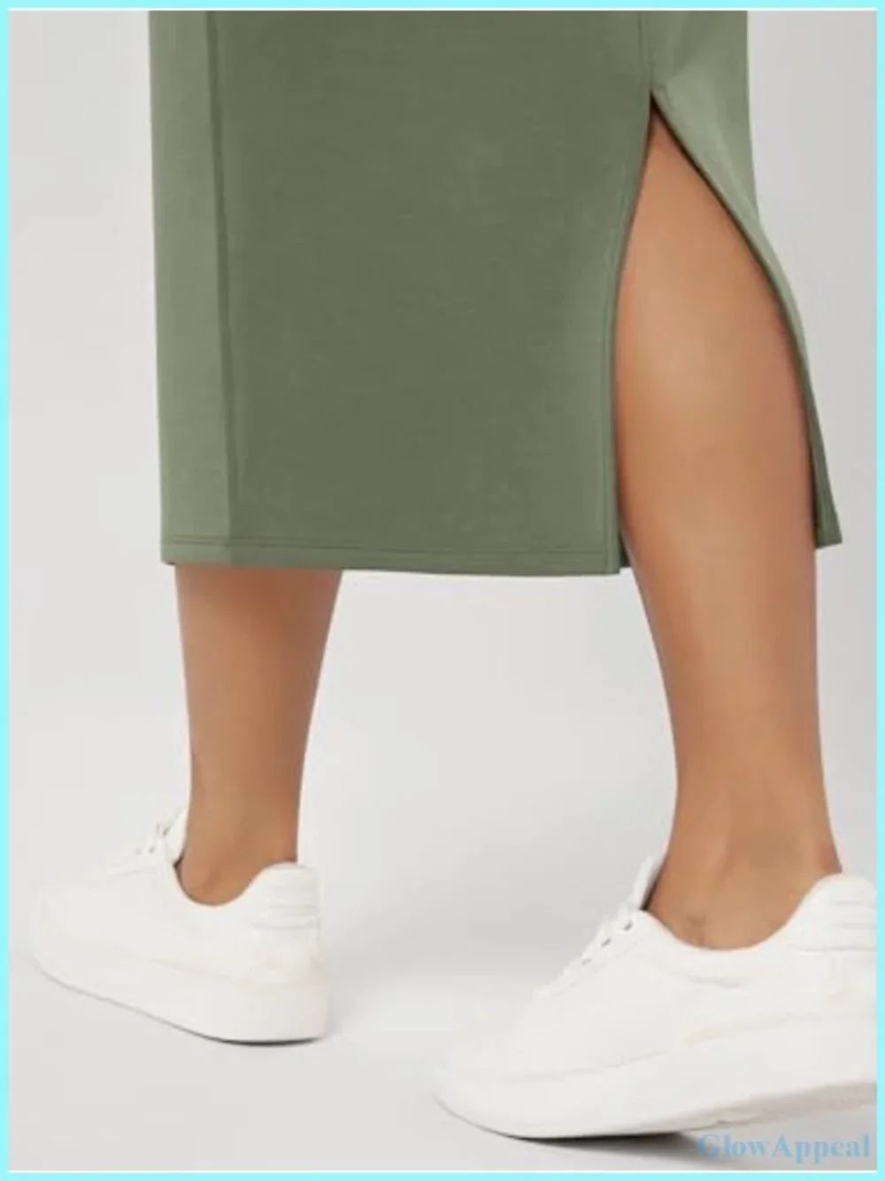 Women's High Waist Midi Pencil Skirt with Slit and Pockets